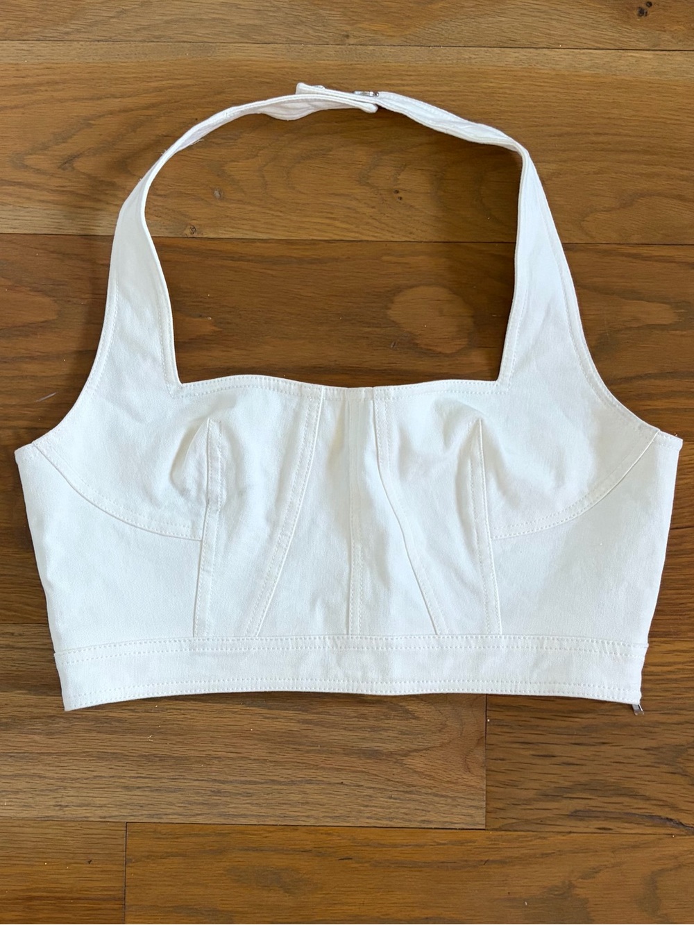 Derek Lam White Cropped Halter Bustier Top